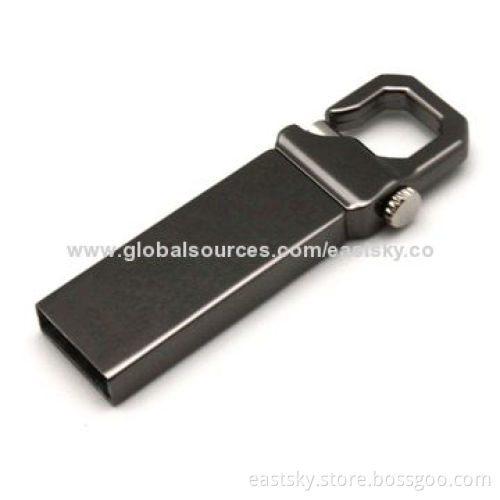 Hook Flash Drive, Waterproof/Dust-proof Stainless Metal, Free for 1 to 2 Colored Logo Imprint